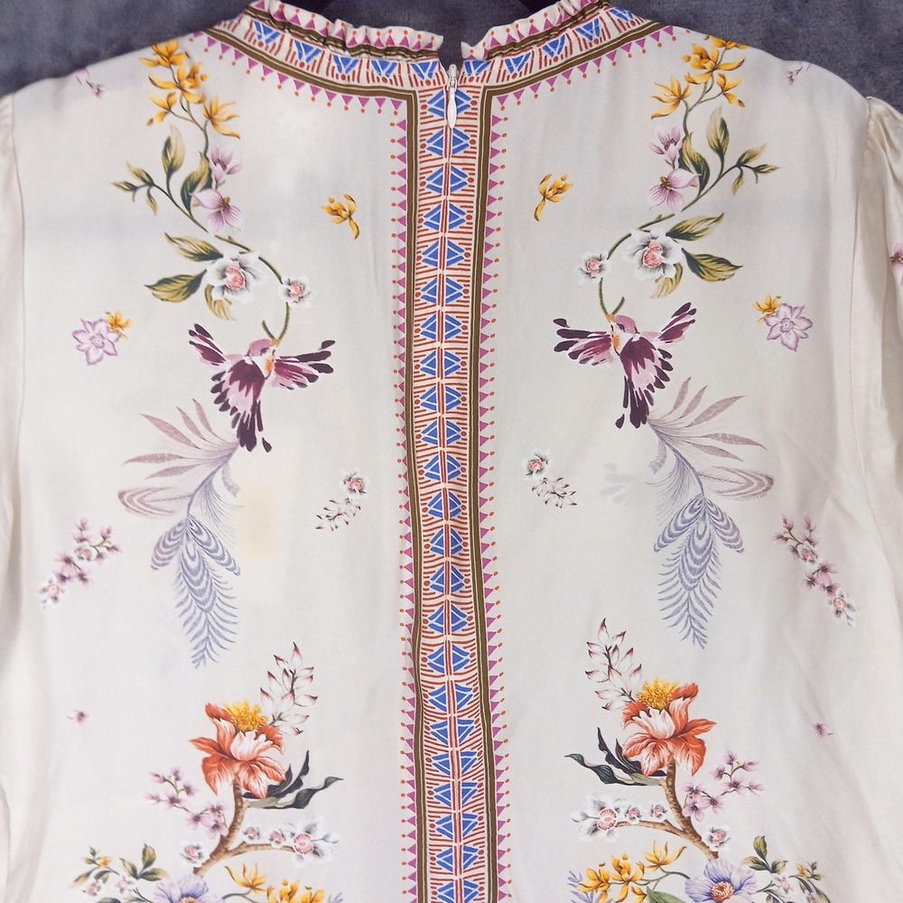 Johnny Was Jade Loren Mini Dress Womens M Willah Floral Bird Puff Sleeve NWT - Picture 12 of 15
